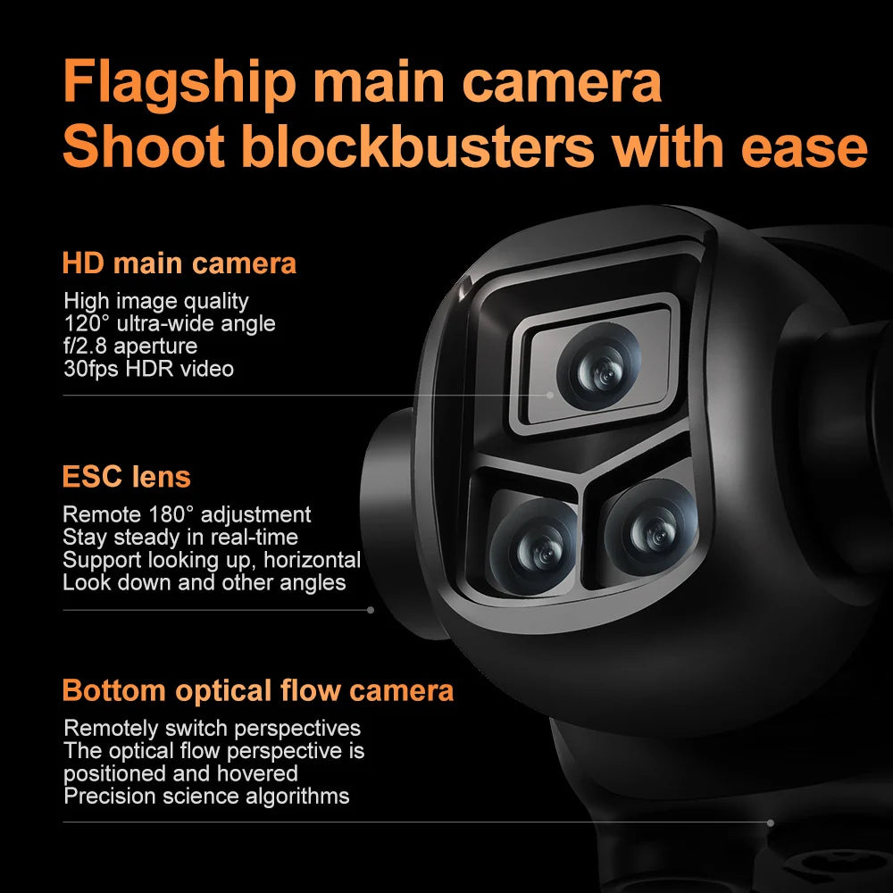 Drone with Triple Cameras, Screen, Optical Flow Positioning, 8K HD Aerial Photography, Obstacle Avoidance Flying Device
