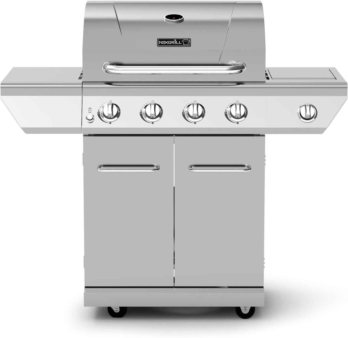 Propane 4 Burner Gas Grill, 2-In-1 Charcoal Tray with Side Burner | Offers 60000 BTUs, Built-In Thermometer, Electronic Ignition, 626 SQ In Cooking Space, Enclosed Storage, 4 Wheel Transport