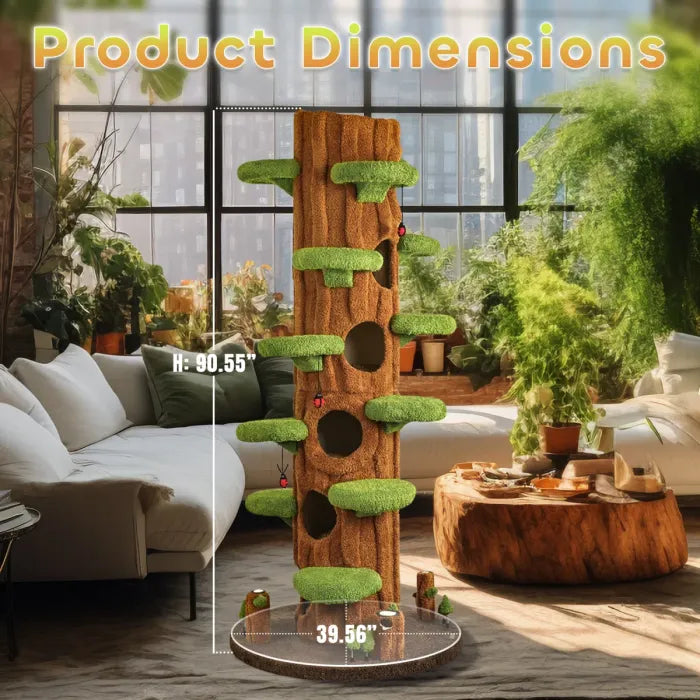 Super Large Cat Tree Tower – All-in-One Tall Cat Tower with Scratching Post, Luxury Multi-Level Solid Wood Cat Condo for Indoor & Multi-Cat Families